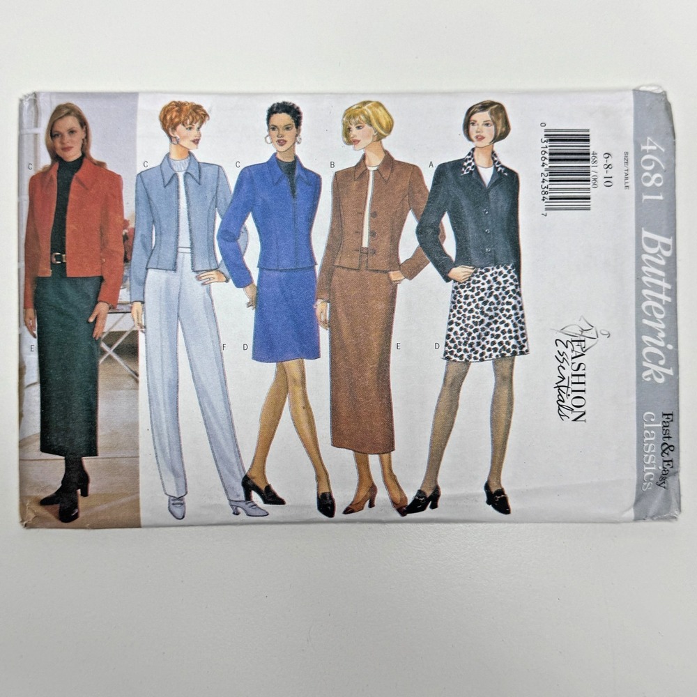 BUTTERICK 4681 Uncut Sewing Pattern Womens Jacket Skirt Pants Fast Easy 6 8 10